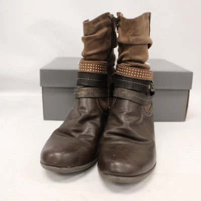 £6.99 • Buy Womens PAVERS Brown Zip Up Heeled Ankle Boots UK 6 EU 39 - Z16