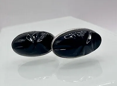 Vintage Mexico Sterling Silver Carved Onyx Aztec Mask Cufflinks [093 PIy] • $24.99
