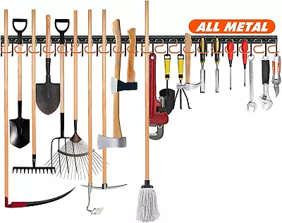 68'' All Metal Garden Tool Organizer Adjustable Garage Tool Organizer Wall Mount • $46.19