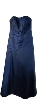 Mori Lee By Madeline Gardner Navy Bridesmaid Prom Dress UK 10 Corset Strapless • $28.61