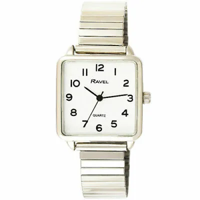 £10.99 • Buy Ladies Ravel Square Classic Gold/silver  Expanding Strap Watch Easy To Read  