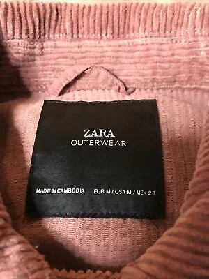$26.99 • Buy Zara Outerwear Woman’s Medium MAUVE Corduroy  Jacket PREOWNED FRINGED HEM