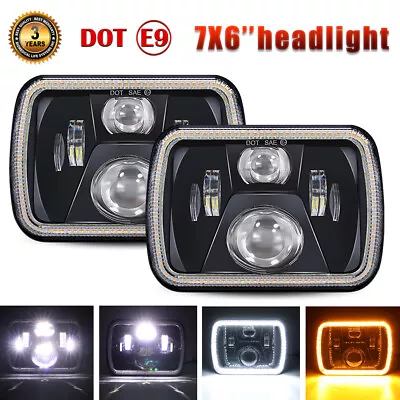$66.84 • Buy 2PCS 7x6  LED Headlights DRL Amber Turn Light For Pickup Hardbody 240SX D21 NX