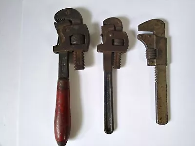 VTG Tools Adjustable WRENCH Monkey Lot Of 3 Pipe Mechanic Patina Small  • $20