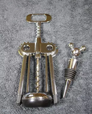 £9.95 • Buy Lovely Vintage Twin Lever Corkscrew And Disney Mickey Mouse Bottle Stopper