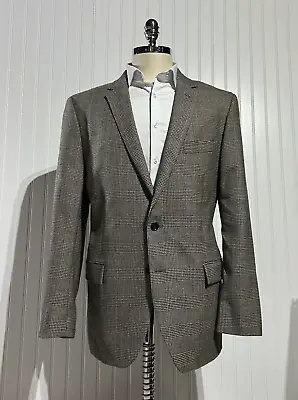 J.Crew Thompson Wool Blend Flannel Sport Coat Blazer Tan Glen Plaid Size 46R • $39.85