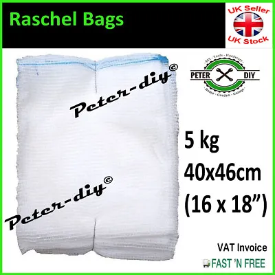 NET RASCHEL BAGS Drawstring MESH Sacks Vegetables Logs Kindling 40x46cm 5kg • £2.47