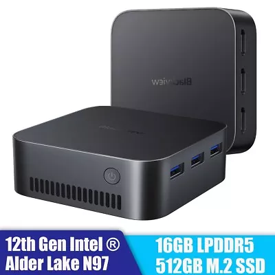 Blackview MP80 Mini PC Intel 12th N97 16GB+512GB M.2 SSD Windows 11 Pro Dual LAN • $209.99