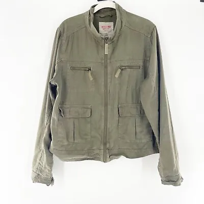 Mossimo Supply Army Green Utility Jacket M Tencel Military Cargo Top Jacket Zip • $19.97