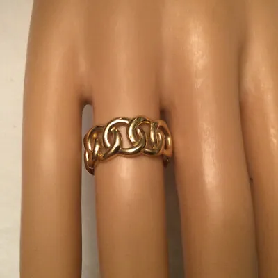 $392.29 • Buy Solid 14K Yellow Gold Interlocking Circles Link Ring  Size 8 - 5.8 Grams