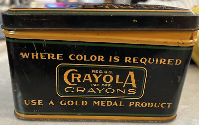 Vintage Dustless Crayon (Chalk) Artista / Crayola Tin W/Lid- 6x3.5x3.5” • $35