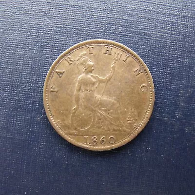 1860 Farthing Queen Victoria Veiled Head Receive The Coin Pictured FREE UK P&P • £5.49