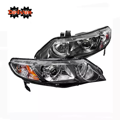 For 06-11 Honda Civic 4 FG FA Si EX DX LX Black Retro Style Projector Headlights • $204.99