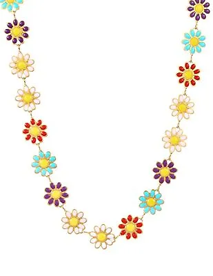 Boho Summer Daisy Flower Multi Coloured Bib Collar Pendant Chains Necklace • £4.99