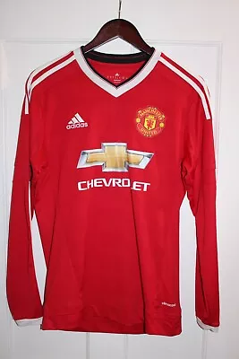 Manchester United 15/16 Red Long Sleeve Home Kit Shirt Jersey Vintage Chevrolet • £37.55