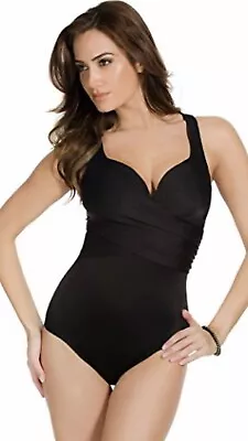 New! MiracleSuit New Sensations Solid Conundrum Black Tummy Control Sz 8 NWT • $79.99