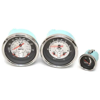 VeeThree Boat Gauge Set | Speedometer Tachometer Trim Mercury (3PC) • $409.08