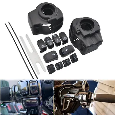 Black Hand Control Switch Housing Cover Switch Cap Kit For Harley Touring 96-13 • $36.99