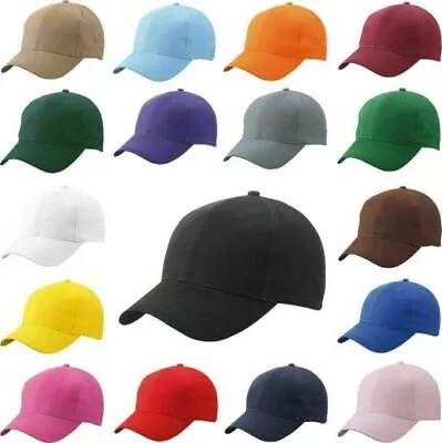 Baseball Cap Hat Mens Ladies Womens Sun Peak Adjustable Golf Beach Cotton NEW • £3.79