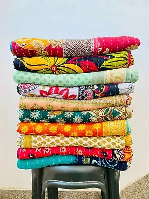 Wholesale Lot Of Indian Vintage Kantha Quilts Handmade Cotton Throws Blankets • $23.99