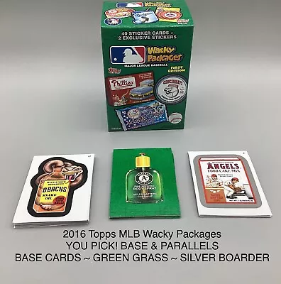 2016 Topps MLB Wacky Packages ~ YOU PICK ~ BASE GREEN GRASS SILVER BOARDER • $0.99