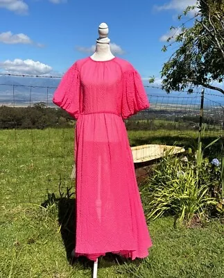 H&M Trend Conscious Exclusive Studio Pink Floaty Midi Dress Sz S Uk 10 12 14 • $36.99