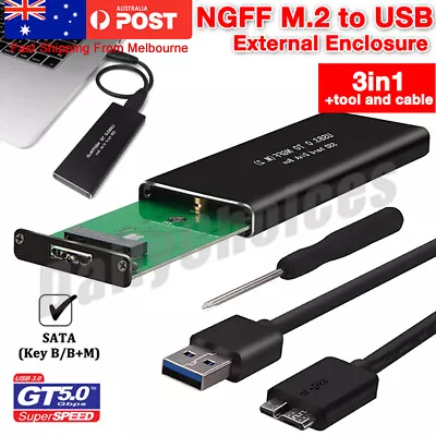$11.88 • Buy M.2 NGFF Hard Drive Enclosure B Key SATA SSD Reader To USB 3.0 Adapter AU