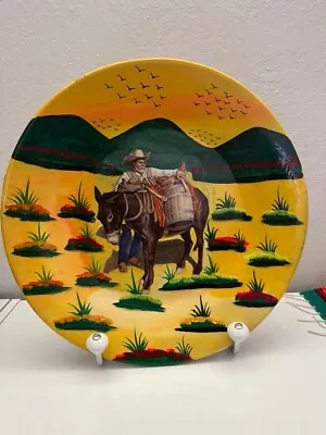 Mexican Pottery Platter Hand Painted Clay Art Plate -  Large 15  • $20