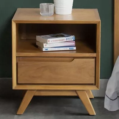 £295 • Buy Flynt Mid-Century Bedside | Side Table Weathered Teak Contemporary Style NEW