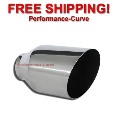 Stainless Steel Exhaust Tip Round Slant 2.25  Inlet - 4  Outlet - 7  Long • $25.95