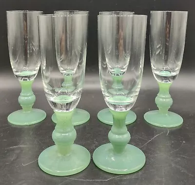 Villeroy Boch Isabelle Green Jade Fluted Champagne Glasses Set Of 6 • $72.99