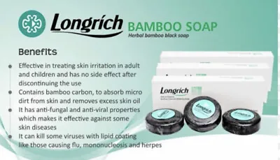 Longrich Natural Essence Bamboo Charcoal Soap 300g (100 ×3bars) • £13.99