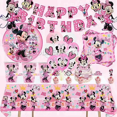 Minnie Mouse Birthday Decorations Tableware Set Party Supplies Children Balloons • £5.99