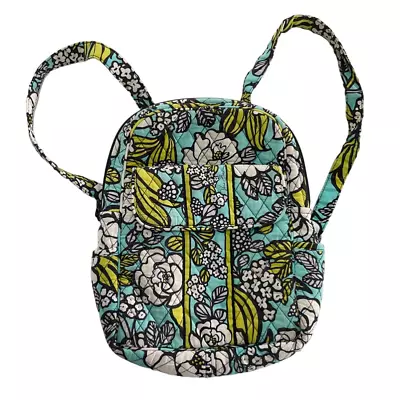 Vera Bradley Backpack Womens Green Blue Island Blooms Print Travel Zip Medium • $29.99