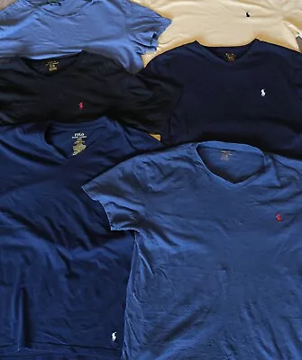 LOT Of 6 Polo Ralph Lauren Shirts Mens Short Sleeve V-Neck Men's Size Large • $0.99