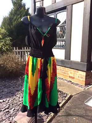 NEW ARRIVAL....Jamaican Tie Dye Rasta Colour Dress....size...14-16 • £34.99