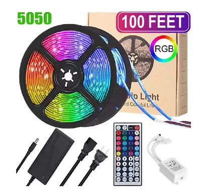 LED Strip Lights 100ft 50ft Music Sync Bluetooth 5050 RGB Room Light With Remote • $12.99