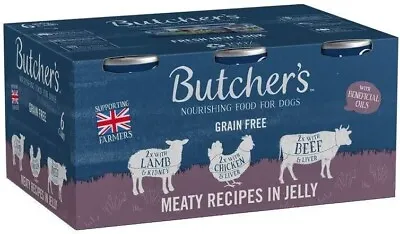 Butcher's Dog Food  Cans Grain Free In Lamb Chicken Beef In Jelly  6x400g #6D130 • £7.95