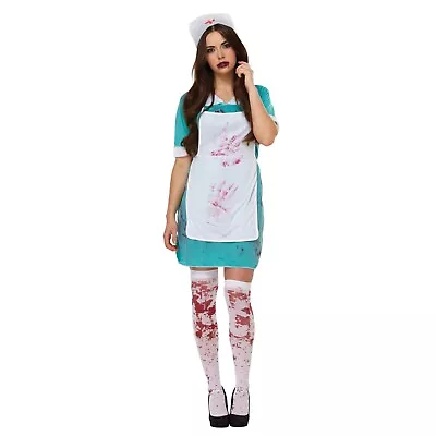 Ladies Bloody Nurse Uniform Halloween Costume Outfit Fancy Dress Sexy Zombie • £12.16