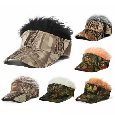 Mens Baseball Golf Hat Cap Sun Visor Wig Hat With Fake Flair Hair Outdoor Sports • $10.04