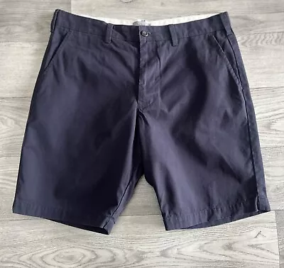 M&S Collection Mens Chino Shorts Size 34 Waist Blue Cotton Good Condition • £10