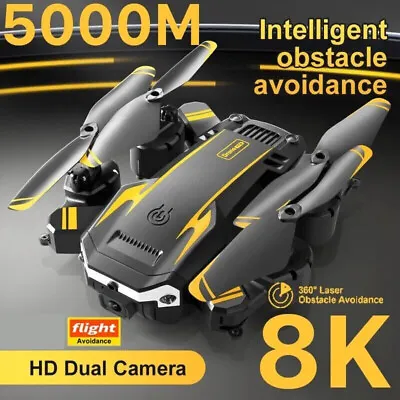 8K HD Drone Dual Camera WIFI FPV GPS Foldable Selfie RC Quadcopter+3 Batteries • $29.99