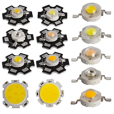 10x 50x 1W 3W 5W 7W LED SMD COB Chip With Star PCB High Power Beads White Light • £2.81