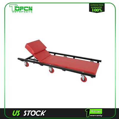 250lbs Red Rolling Garage/Shop Creeper 40  Padded Mechanic Cart Headable • $52.43