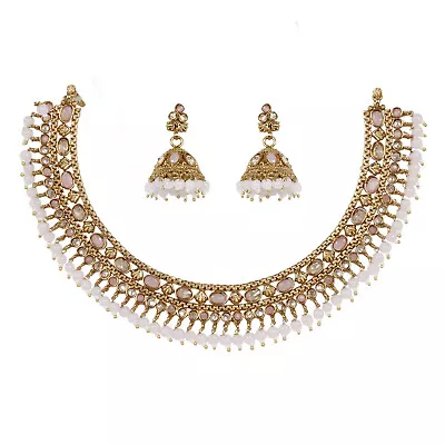 Indian Bollywood Gold Plated Kundan Pearl Necklace Earring Fashion Women Jewelry • $29.99