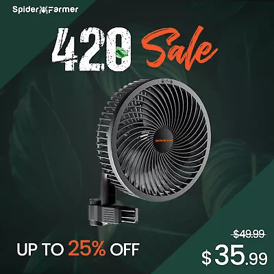 Spider Farmer 6 Inch Clip On Fan Grow Tent Adjustable Tilt-Up Auto Oscillation • $35.99