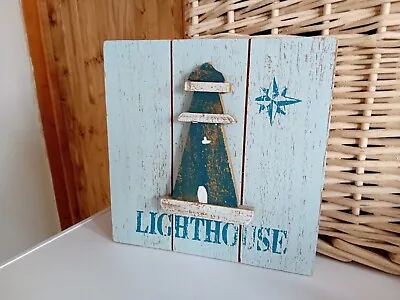 Nice Item...wood...nautical....lighthouse....picture...wall Hanging..distressed • £4.95