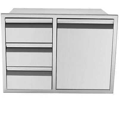 Outdoor Kitchen Drawer Door Combo Triple Drawers BBQ Island 28x20in 2 Trash Can • $349.90
