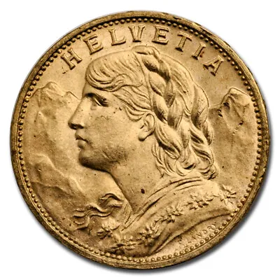 1914 Swiss Gold 20 Francs Helvetia BU • $519.84