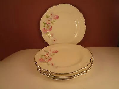 Vintage Homer Laughlin Virginia Rose Fluffy Set Of 4 Bread Plates A • $25.99